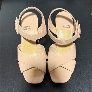 Jeffrey Campbell Patent Leather Tan Strappy Leather Heels